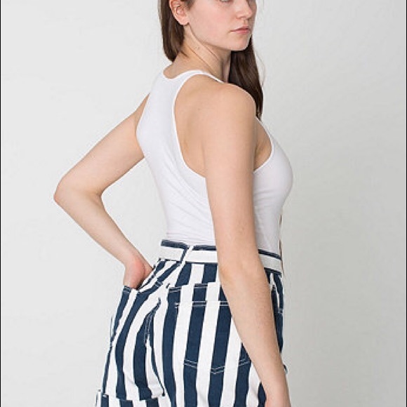 American Apparel Striped High Waist Shorts - Picture 3 of 8